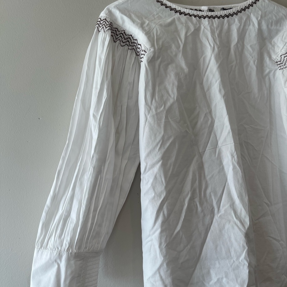 Madewell Embroidered Poplin Balloon-Sleeve Top size S - Picture 3 of 12